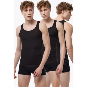 Erkek 3 Lü Siyah %100 Pamuk Yazlık Fileli Atlet 3M081