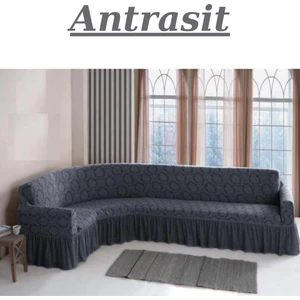 Jakarlı ( 5 KİŞLİK ) L Köşe Koltuk Örtüsü Lastikli Esnek Yıkanabilir KÖŞE Kılıfı 300/350 arasi ölçulere uymakyadir