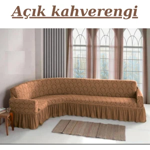 Jakarlı L Köşe Koltuk Örtüsü. Lastikli, Esnek, Yıkanabilir Koltuk, Kanepe, Çekyat Kılıfı
