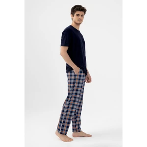 Erkek Kısa Kollu Ekose Desenli Pamuklu Pijama Takımı