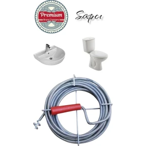 Premium 7 Metre Tıkanıklık Kanal Açma Klozet Gider Açıcı Boru Temizleme Spiral Tel Susta Manuel Uç