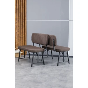 Hayat Serisi Mutfak, Yemek, Bahçe, Kafe, Modern Bench, Puf, 2 Adet - Kahverengi