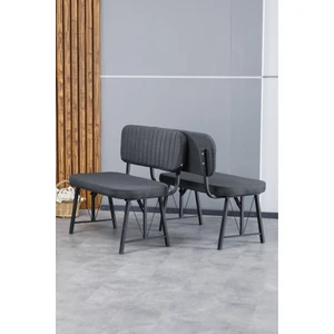 Hayat Serisi Mutfak, Yemek, Bahçe, Kafe, Modern Bench, Puf, 2 Adet - Antrasit