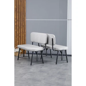 Hayat Serisi Mutfak, Yemek, Bahçe, Kafe, Modern Bench, Puf, 2 Adet - Açık Gri