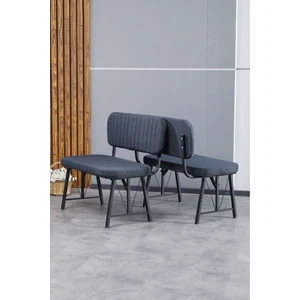 Hayat Serisi Mutfak, Yemek, Bahçe, Kafe, Modern Bench, Puf, 2 Adet - Lacivert