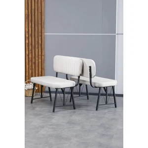 Hayat Serisi Mutfak, Yemek, Bahçe, Kafe, Modern Bench, Puf, 2 Adet - Krem