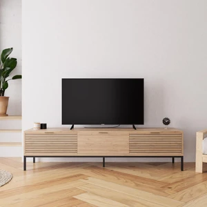 E0060 180 cm Alya TV Sehpası 78'' TV Uyumlu Şık Metal Ayaklı Modern Depolama Alanlı TV Ünitesi