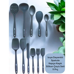 Isıya Dayanıklı 11 Prç Silikon Spatula Kepçe Kaşık Kevgir Çeyiz Seti