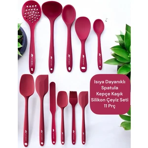 Isıya Dayanıklı 11 Prç Silikon Spatula Kepçe Kaşık Kevgir Çeyiz Seti