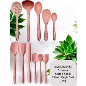 Isıya Dayanıklı 11 Prç Silikon Spatula Kepçe Kaşık Kevgir Çeyiz Seti