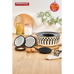 Kahramanlar Prime Cream Emaye 5 Parça Rendeli Saklama ve Karıştırma Kabı 24 cm