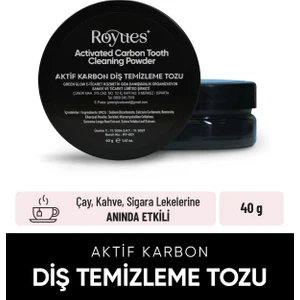 Diş Beyazlatma Tozu - Siyah Aktif Karbon Diş Tozu - Activated Teeth Whitening Powder - 40gr