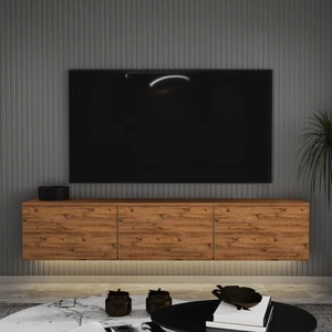 T0020 Alston 3 Kapaklı Duvara Monte Tv Ünitesi – LED Işıklı, Modern Tasarım, 160  cm