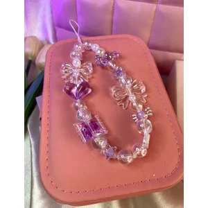 El Yapımı Mor Lila Tonlarında Telefon Charmı /hediyelik Telefon Süsü