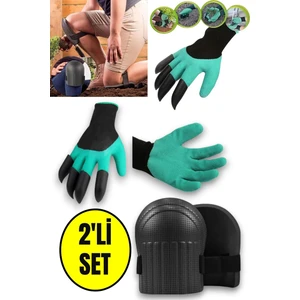 2'li Bahçıvan Dizlik - Pratik Tırmıklı Bahçivan Eldiveni