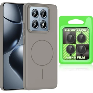 Xiaomi 14T Pro Kılıf M-safe Şarj Özellikli Zore Ruby Sert Kapak + Kamera Lens Koruyucu