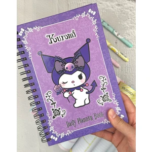 ZeCo Collection Sanrio Karakterleri Kuromi Planlayıcı Stickerlı Spiralli Sert Kapak Ajanda Mor Renk Defter Planner