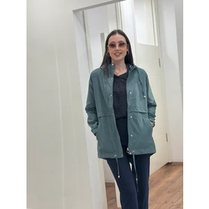 Kadın Fermuarlı Kapşonlu ,çıt Çıt Detaylı  Kapama Rüzgarlık-Yağmurluk