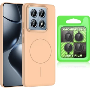 Xiaomi 14T Pro Kılıf M-safe Şarj Özellikli Zore Ruby Sert Kapak + Kamera Lens Koruyucu