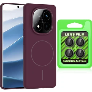 Xiaomi Redmi Note 14 Pro 4G Kılıf M-safe Şarj Özellikli Zore Ruby Sert Kapak + Kamera Lens Koruyucu