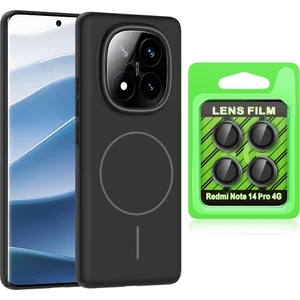 Xiaomi Redmi Note 14 Pro 4G Kılıf M-safe Şarj Özellikli Zore Ruby Sert Kapak + Kamera Lens Koruyucu