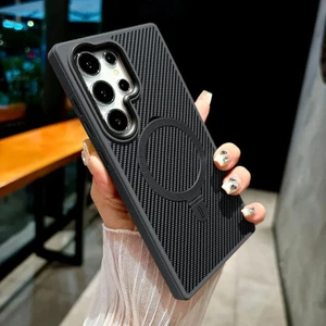 Samsung Galaxy S25 Ultra Uyumlu Kılıf Zebana Best Karbon Fiber Kılıf (Kablosuz Şarj Destekli) Siyah