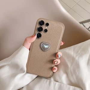 Samsung Galaxy S24 Ultra Uyumlu Kılıf Zebana Velvix Silikon Kılıf Açık Kahverengi