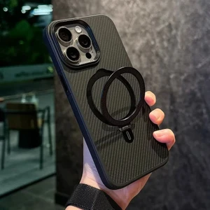 Apple iPhone 15 Pro Max Uyumlu Kılıf Zebana Best Karbon Fiber Kılıf (Kablosuz Şarj Destekli) Siyah