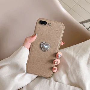 Apple iPhone 8 Plus Uyumlu Kılıf Zebana Velvix Silikon Kılıf Açık Kahverengi