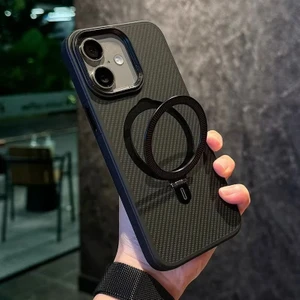 Apple iPhone 16 Uyumlu Kılıf Zebana Best Karbon Fiber Kılıf (Kablosuz Şarj Destekli) Siyah