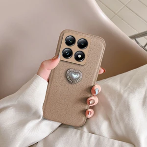 Xiaomi Mi 14T Uyumlu Kılıf Zebana Velvix Silikon Kılıf Açık Kahverengi