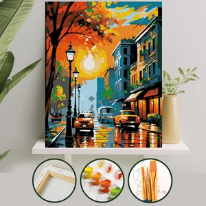 Sayılarla Boyama Tuval Seti Fırça Boya Dahil (Çıtalı) 40X50 cm - Cadde