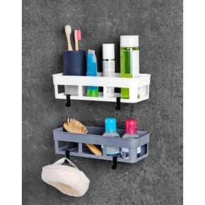 2'li Dikdörtgen Köşelik Yapışkanlı Banyo Rafı Banyo Düzenleyici, Duş Rafı Organizer Mutfak Organizer