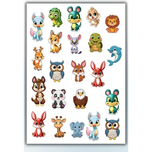 Sevimli Hayvanlar Temalı Sticker Planner Ajanda Bullet Journal Için Uygun