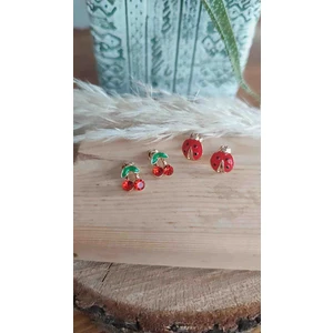 Çelik 2 Li Kız Çocuk/bebek Küpe Kiraz Uğur Böceği Yeni Sezon Modeller