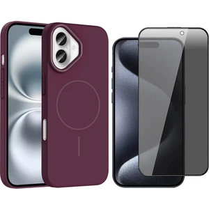 iPhone 16 Kılıf M-safe Şarj Özellikli Zore Ruby Sert Kapak + Hayalet Ekran Koruyucu