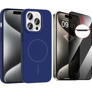 iPhone 15 Pro Kılıf M-safe Şarj Özellikli Zore Ruby Sert Kapak + Hayalet Ekran Koruyucu