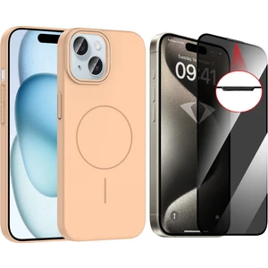 Apple iPhone 14 Kılıf M-safe Şarj Özellikli Zore Ruby Sert Kapak + Hayalet Ekran Koruyucu