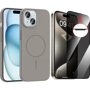 iPhone 14 Kılıf M-safe Şarj Özellikli Zore Ruby Sert Kapak + Hayalet Ekran Koruyucu