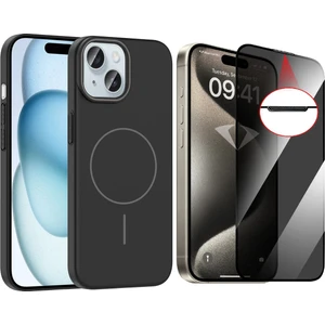 iPhone 14 Kılıf M-safe Şarj Özellikli Zore Ruby Sert Kapak + Hayalet Ekran Koruyucu