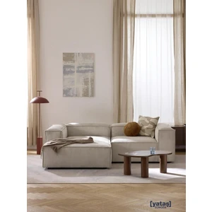 Most Mollis Plus Sol Köşe 2 Modül Köşe Fitilli Kadife Kırık Beyaz Kumaş Yataş Sünger(Evinize Teslim)