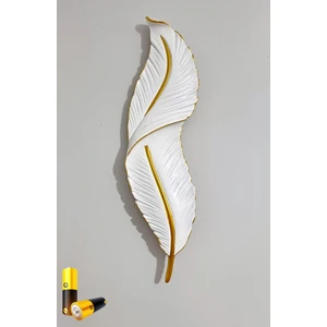 Tüy Aplik Ledli Pilli Dekoratif Duvar Aydınlatma - Şık Ve Modern Tasarım - (60*16 CM)