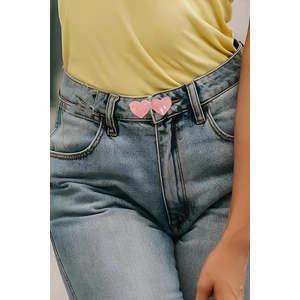 Pantolon Beli Daraltma Aparatı, Broş, Pembe Kalp Kemer , Pembe Renk Kalp Bel Daraltma Çıtçıtı