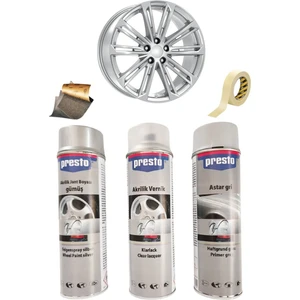Gümüş Gri Sprey Jant Boyama Seti+Vernik+Astar 500 Ml.