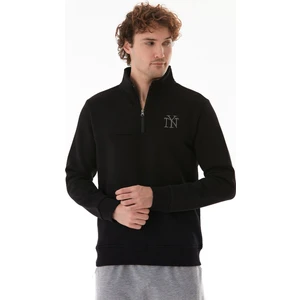 Ny Nakışlı Yarım Fermuarlı Dik Yaka Sweatshirt