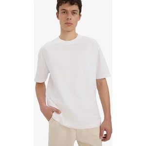 %100 Pamuk Relax Fit Bisiklet Yaka Kısa Kollu Basic Düz Beyaz Tişört D3673AX25SM