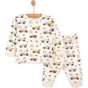 Hellobaby Uzun Kol Kaşkorse Araba Desenli Bisiklet Yaka Pijama Takımı