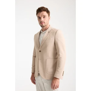 Abrines Erkek Hardal Yarım Astarlı Torba Cepli Pamuk Karışımlı Likralı Esnek Kumaşlı Blazer Ceket