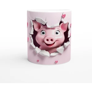 Wisdom Rain Pembe Çatlaktan Bakan Tatlı Domuz Temalı Baskılı Kupa Bardak