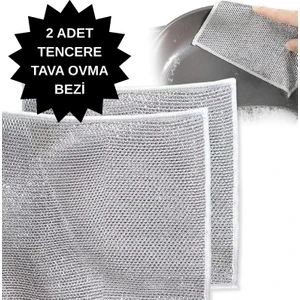 Çizmez Bulaşık Teli Tencere Tava Ovma Bezi 2 Adet